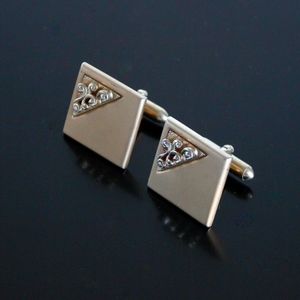 Vtg SWANK Cufflink Antique Silver Swirl Gold Tone